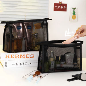 Tas kosmetik & kantung untuk perjalanan, tas kosmetik berritsleting nilon jaring hitam ringan ramah lingkungan cetak kustom untuk penyimpanan Rumah & Bisnis - Product Image 5