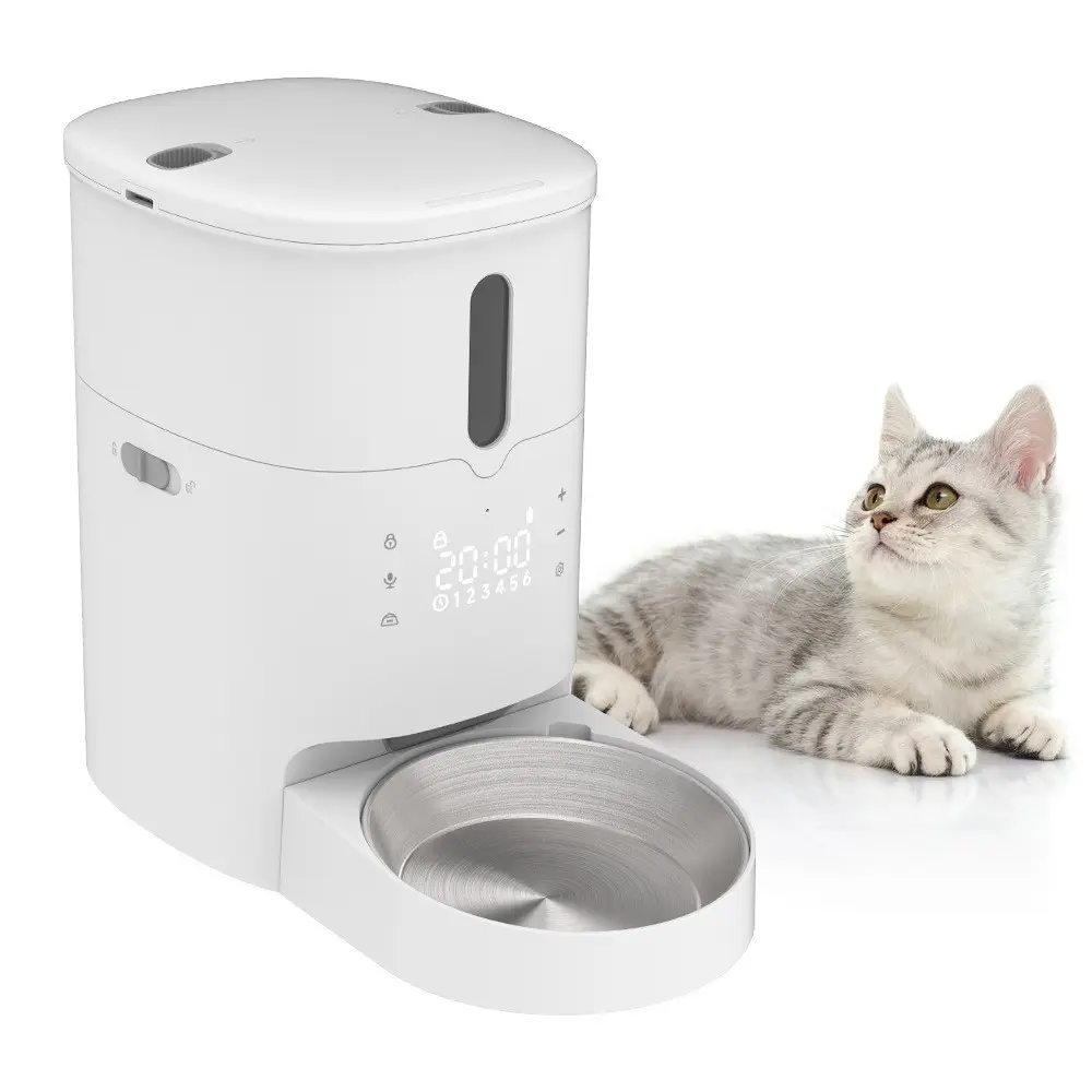 Alimentador inteligente com controle remoto Wi-Fi para animais de estimação, alimentador automático para cães e gatos, com câmera, alimentador automático de alimentos para animais de estimação