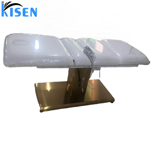 Table de massage électrique Kisen Luxury Nude Leather Gold Base avec 3 moteurs, lit de beauté, mobilier de salon, lit facial - Product Image 2
