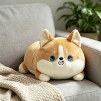 Boneka Anjing Plushie Custom Pabrik, Simulasi Realistis, Rambut Pendek & Panjang, Boneka Hewan Corgi