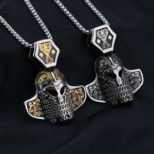 Collar con Colgante de Casco de Guerrero Vikingo de Acero Inoxidable Estilo Nórdico Vintage, Diseño de Máscara, Joyería para Hombre, Regalo, Accesorio de Moda - Product Image 1