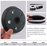Plaque de support de ponçage ronde de 5 pouces (125 mm) avec 5 trous, système auto-agrippant, pour disques abrasifs, remplacement pour ponceuses de polissage