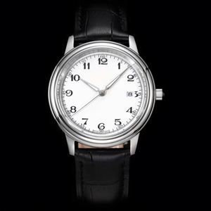 Reloj Digital Minimalista y Elegante con Diseño Redondo, Correa de Cuero de 22 mm, Resistente al Agua, con Corona en Acero Inoxidable, Estilo Omega - Product Image 1