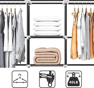 Taşınabilir 6 + 1 küpleri gardırop çok fonksiyonlu sağlam plastik depolama organizatör rafları plastik giysi saklama dolabı - Product Image 3