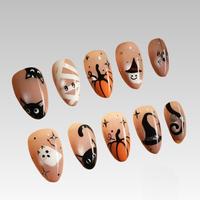 Ongles press-on acryliques faits main personnalisés pour Halloween, style Y2K Punk, carrés courts, avec décorations en strass rouges, cœurs, étoiles et flammes, à coller