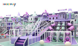 Parque Infantil Interior para Niños con <span class=keywords><strong>Torres</strong></span> <span class=keywords><strong>de</strong></span> Toboganes Múltiples Estilo Castillo y Estructuras <span class=keywords><strong>de</strong></span> Juego Elevadas <span class=keywords><strong>de</strong></span> Plástico a Gran Escala - Product Image 2