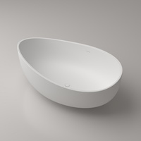 Baignoire élégante en surface solide blanche, autoportante, en résine de pierre, pour design intérieur de villa, résidentiel de luxe haut de gamme