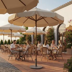 ร่มกันแดดทรงกลมขนาด 300 ซม. รุ่นโมเดิร์น ทำจากไม้ พร้อมผ้าโพลีเอสเตอร์กันรังสียูวี เหมาะสำหรับเฟอร์นิเจอร์กลางแจ้ง ยี่ห้อ NISSI สำหรับสวนและลานบ้าน - Product Image 1