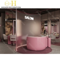 Salon de beauté moderne, design 3D personnalisé, bureau d'accueil de luxe rose pour salon de beauté, mobilier de salon de beauté pour la décoration de salon de beauté