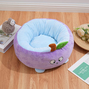 Роскошная зимняя однотонная лежанка для собак и кошек, съемная, моющаяся, круглая, плюшевая, теплая, для домашних животных - Product Image 4