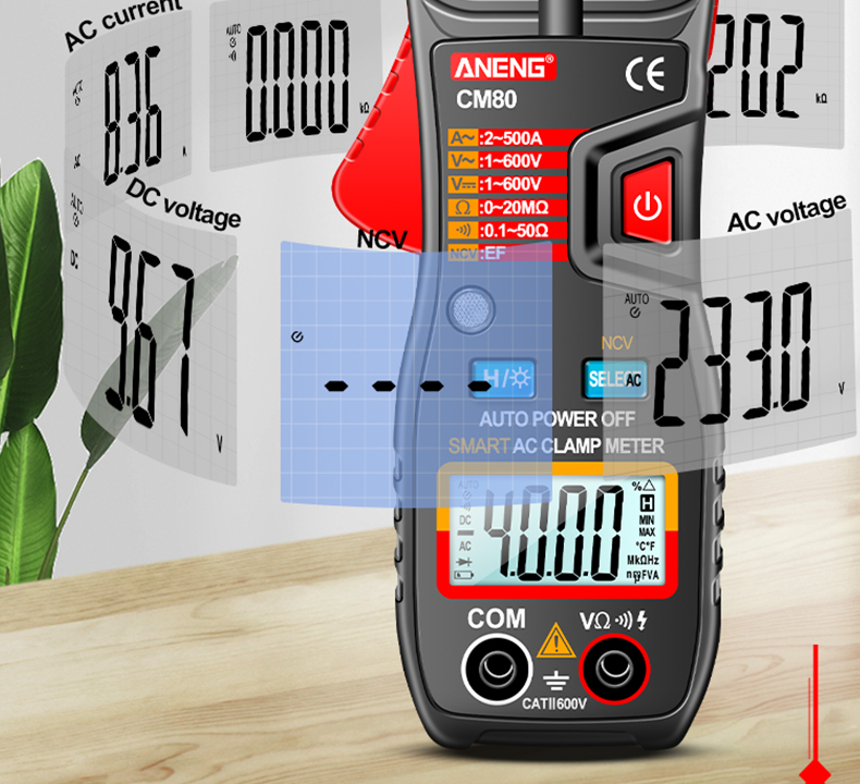 ANENG CM80 Digital clamp meter Ammeter Voltage Car Amp Hz Capacitance NCV Ohm Test multimeter digital profesional tester