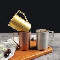 Tasses à bière en acier inoxydable de 350 ml sans BPA, incassables, avec logo personnalisé, avec poignée, pour le camping, cadeau