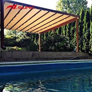 SUNC 3x3 Pergola noire et blanche gazébo moderne, Pergola d'extérieur avec toit rétractable, Pergola en aluminium, <span class=keywords><strong>ombre</strong></span> non revêtue - Product Image 2