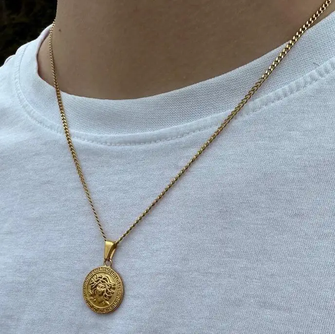 Inspire jóias Exportação Qualidade Mitologia Medusa Colar Antigo Símbolo Grego Jóias banhado a ouro Colar Presente Para Mulheres Homens