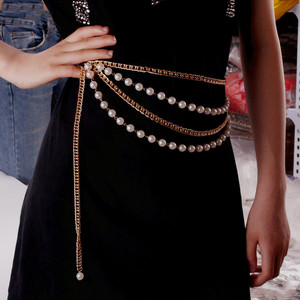 สร้อยคอเอวทรงเรขาคณิตประดับมุกเทียมสีทองสไตล์ยุโรปและอเมริกาสำหรับผู้หญิง เครื่องประดับแฟชั่นสำหรับงานปาร์ตี้ - Product Image 1