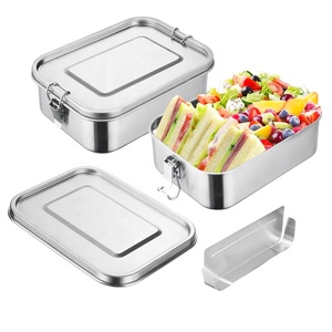 Stainless Steel lunch box Airtight Bamboo Lid bento box food container For Kids Metal Lunch Box Free Customized
