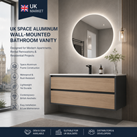 Meuble-lavabo mural en aluminium sur mesure avec vasque, armoire flottante étanche pour le marché britannique