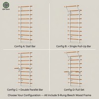 Barre de calisthénie murale suédoise 9 barreaux en bois de hêtre 38 mm – Barre murale ultra-fine pour la calisthénie, la rééducation, les étirements, la danse et la gym à domicile