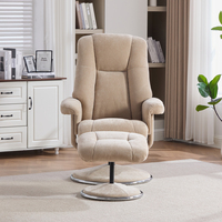 Fauteuil inclinable ergonomique réglable avec repose-pieds séparé, fauteuil de détente pivotant à 360 degrés en chenille pour coin lecture à domicile