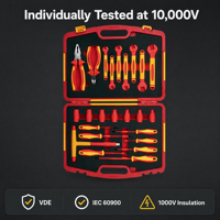 Jeu de clés à douille isolées pour électricien, certifié VDE 1000V, double isolation, poignée ergonomique antidérapante