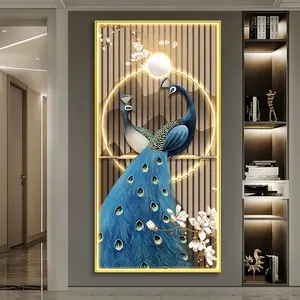 Wholesale Modern Minimalist Peacock Wall Picture Beach Decor Printing Canvas Painting Crystal Porcelain Calligraphy Painting