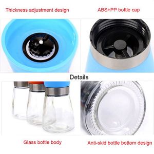Salière à épices en verre Offre Spéciale avec moulins grossiers réglables en couleur Bouteille en verre transparent transparent avec broyeur en plastique de couleur - Product Image 3