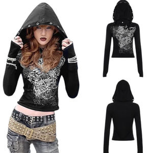 Camiseta ajustada con cuello redondo y estampado navideño vintage |   Top de Manga Larga con Detalle de Ojales |   Ropa Casual Urbana Transpirable y Anti-UV - Product Image 1