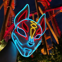 Masque de renard lumineux pour Halloween, cosplay, fil néon EL, LED PVC, multicolore, autonomie de 10-12 heures, 2 piles AA, inverseur, respirant