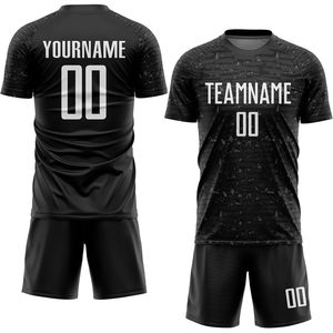 Conjunto de Camiseta de Fútbol Personalizada Sublimada 100% Poliéster con Cuello Redondo, Unisex, Negra, Absorbente de Humedad, Manga Corta, Uniformes de Equipo con Nombre - Product Image 1