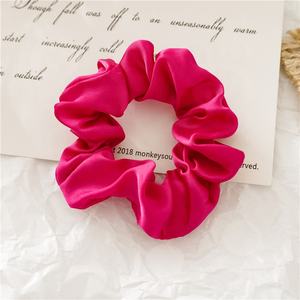 Düz siyah saten elastik saç scrunchie toplu at kuyruğu aksesuarları insan - Product Image 5