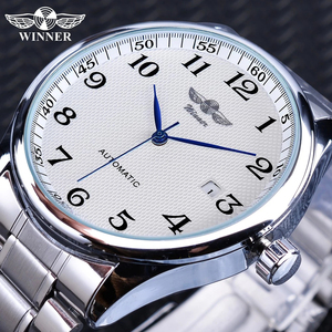WINNER WRG8024 Montre mécanique automatique classique pour homme, style business, Time Master, cadran blanc en cuir, calendrier, date, Montre Homme - Product Image 2
