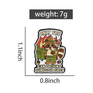 Pin de meme de incendio en contenedor de basura, <span class=keywords><strong>solo</strong></span> tú puedes detenerlo, broche con diseño de Ranger Mapache, accesorio para uso diario, regalo de humor de internet - Product Image 6