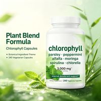 Capsules de mélange de plantes à chlorophylle, persil, menthe poivrée, moringa, spiruline, chlorelle, 240 capsules végétariennes