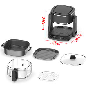 4 в 1 стеклянная воздушная фритюрница и сковорода для гриля для кухни, безмасличное здоровое приготовление, жарка, сковорода, выпечка, Многофункциональность, 180 ° флип - Product Image 6