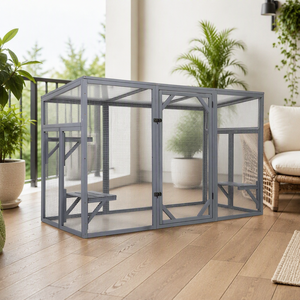 Recinto Exterior para Gatos de 5 a 7 Gatos, Catio de Madera con Puerta con Cerradura, 3 Plataformas, Resistente a la Intemperie, Ecológico - Product Image 3