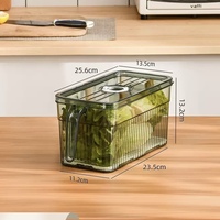Moderne diepvries- en koelkastopbergcontainers, transparante, voedselveilige rechthoekige dozen voor groenten, fruit en keukengebruik.