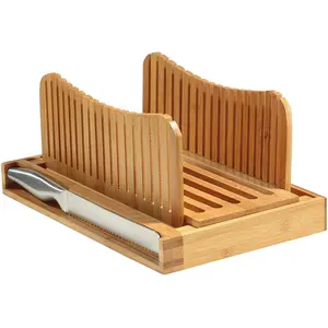 Doğal bambu ekmek dilimleyici ahşap ekmek kesme tahtası kılavuzu bıçak ev yapımı ekmek ayarlanabilir