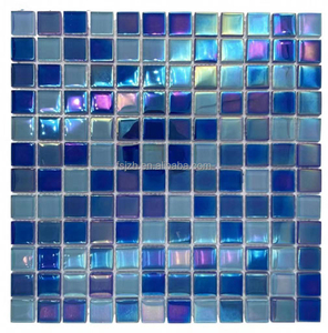 Factory Wholesale Price Outdoor Aqua Green White Blue Iridescent Crystal Glass <strong>Swimming</strong> <strong>Pool</strong> Mosaic <strong>Tile</strong>