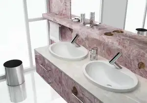 Lujo personalizado de losas de piedra Semi-preciosa de cuarzo rosa para las paredes y encimeras