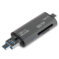 Pembaca kartu USB OTG, untuk Laptop Smart SIM pembaca kartu tipe-c dengan instalasi eksternal mendukung kartu SD CF XD SM