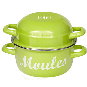 18cm 20cm 26cm Restaurant Hotel Blue OEM Wholesale Vintage Customized Color Deep Enamel Sellfish <strong>Mussels</strong> Seafood Cooking <strong>Pot</strong> - Product Image 5