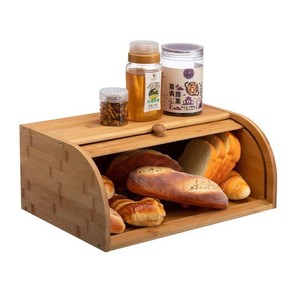 Boîte de rangement pour pain en bambou avec couvercle coulissant, couleur bois naturel, récipient alimentaire de cuisine pour pain et desserts - Product Image 2