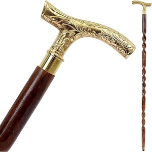 <b>Top</b> Sell 2025 Premium Wooden <b>Walking</b> Stick | Solid Wood Construction with Golden Metal Handle | Classic Elegant Support Cane - Product Image 2