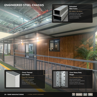 Maison conteneur extensible de 40 pieds, 3 chambres, 75 m², maison modulaire préfabriquée avec véranda de 2 m, structure en acier galvanisé