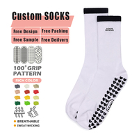 Chaussettes de Pilates antidérapantes personnalisables pour femmes, chaussettes de yoga mi-mollet, chaussettes de fitness avec logo personnalisé, chaussettes de Pilates à grip