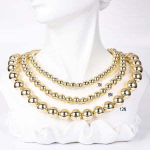 Joyería de Moda Collar de Cadena de Bolitas con Cuentas Laminadas en <span class=keywords><strong>Oro</strong></span> de Latón Chapado en <span class=keywords><strong>Oro</strong></span> de <span class=keywords><strong>14K</strong></span> al por Mayor Gargantilla de 18 Pulgadas para Mujer y Hombre - Product Image 5