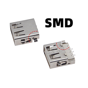 Connecteur USB 2.0 Type-A Femelle, Montage encastré à profil bas avec oreilles de fixation, Options de montage vertical traversant ou SMT complet, Isolant - Product Image 3