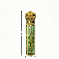 Flacon de parfum octogonal haut de gamme de 6 ml avec applicateur à bille doré pour bâtonnet, flacon en verre fin rechargeable pour huile Attar, bouchon à vis offert