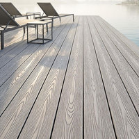 Revêtement de sol composite extérieur, texture bois 3D en relief, terrasse WPC, résistant à l'usure pour l'aménagement paysager extérieur