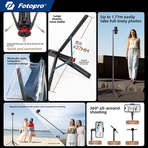 <span class=keywords><strong>Fotopro</strong></span> TL803 1,77 m pour <span class=keywords><strong>trépied</strong></span> de sol à distance, perche à selfie à rebond automatique, léger 430g pour diffusion en direct en extérieur - Product Image 3